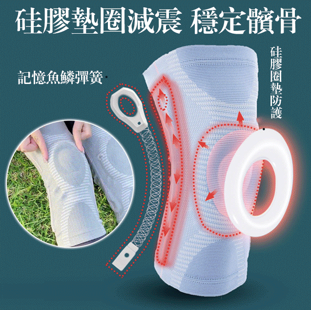 【專業運動護膝】矽膠減震彈簧護膝 【專業運動護膝】矽膠減震彈簧護膝